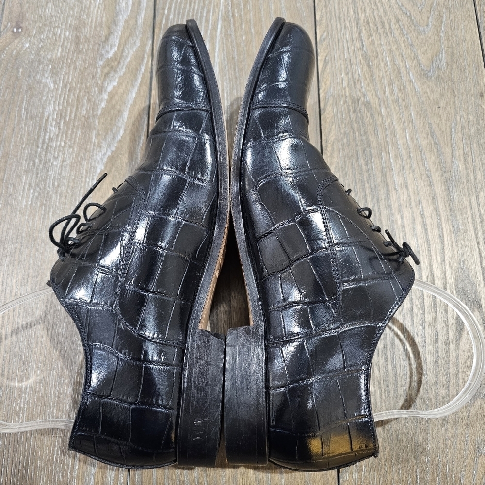 Paul Fredrick Black Crocodile Pattern Oxfords - Picture 5 of 9